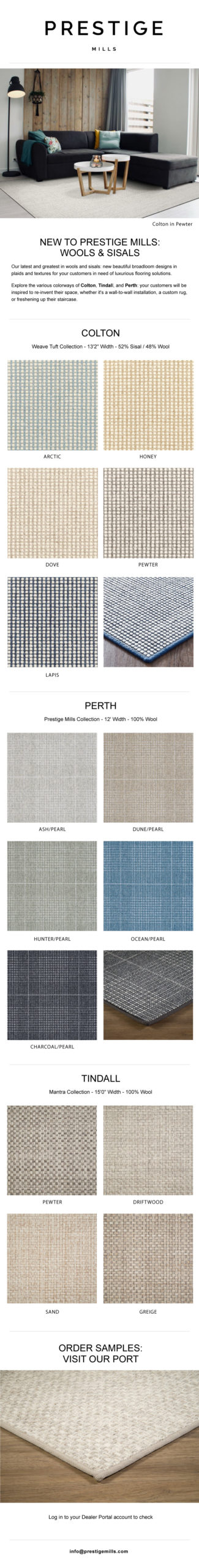 New to Prestige Mills | Wilton Wools & Woven Sisals